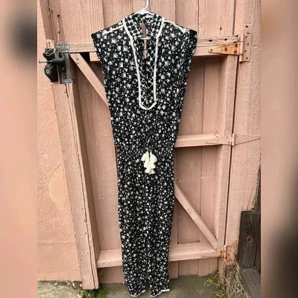 POUPETTE ST BARTH Black And White Donna Long Jumpsuit - Picture 7 of 9